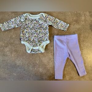 Floral Baby Bodysuit and Matching Pants,Size 0-3M